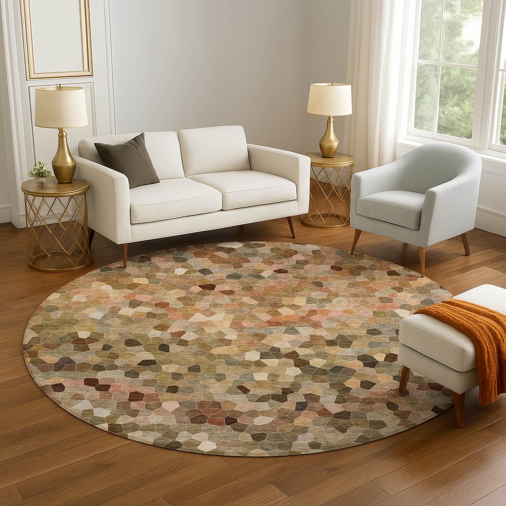 Luxury Washable Indoor/Outdoor Kaleidoscope KL1 Orange 8' x 8'. Picture 5