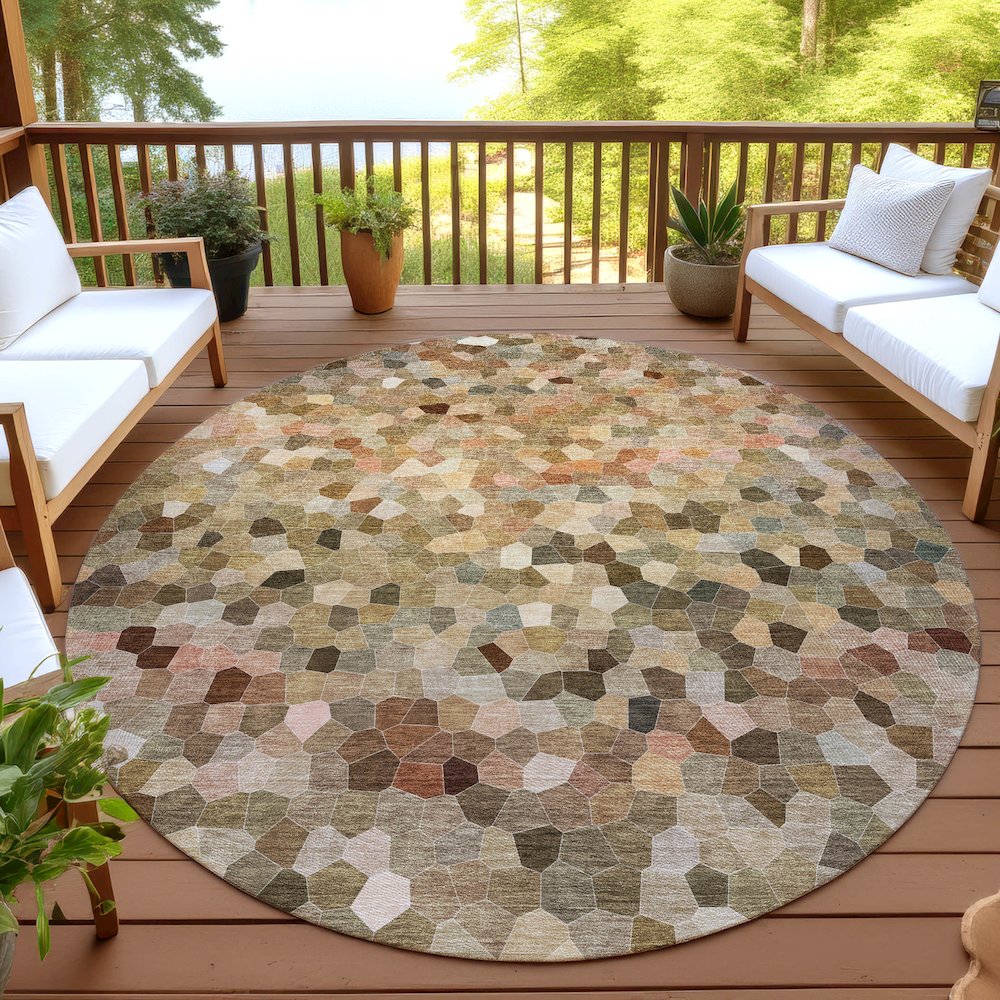 Luxury Washable Indoor/Outdoor Kaleidoscope KL1 Orange 8' x 8'. Picture 6