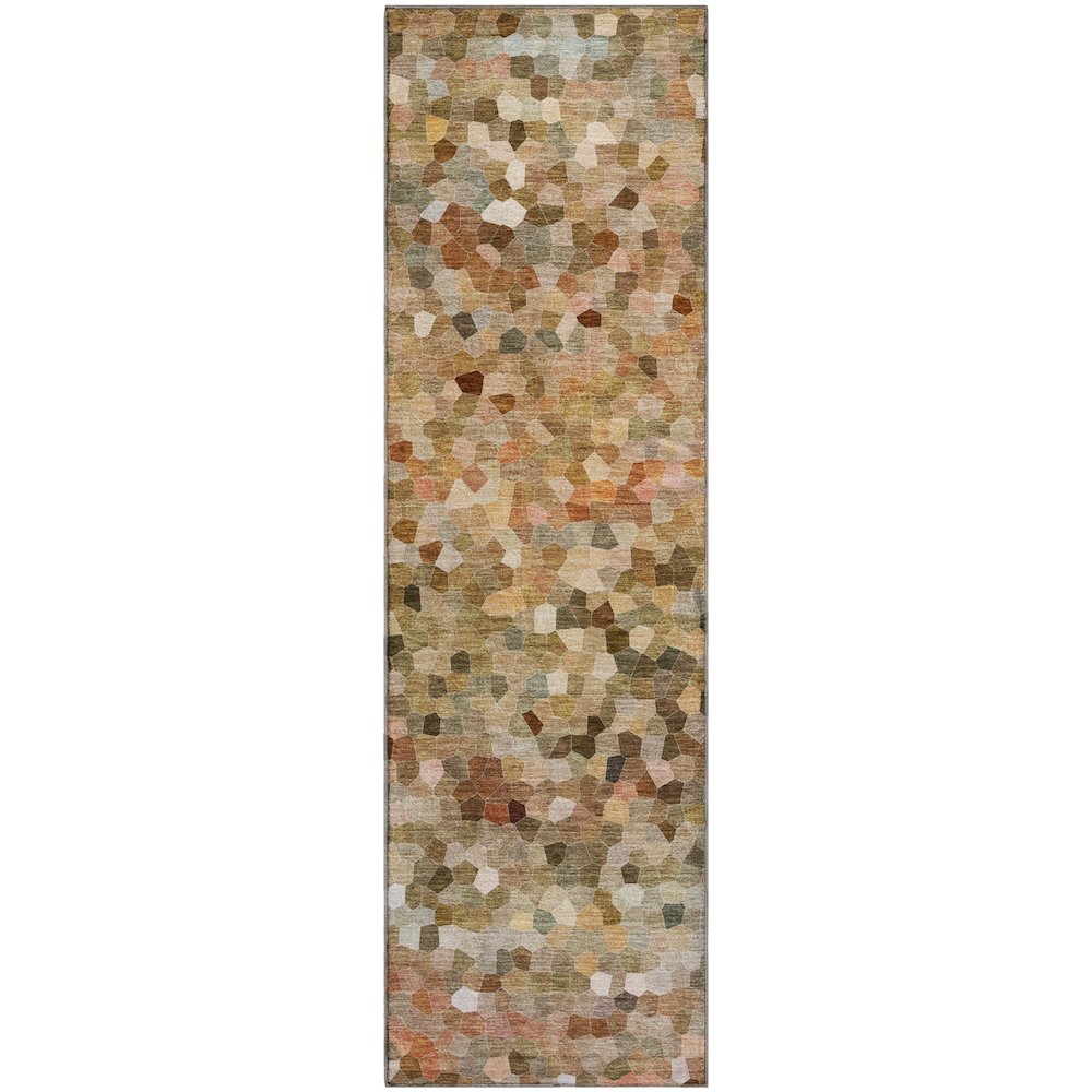 Luxury Washable Indoor/Outdoor Kaleidoscope KL1 Orange 2'3" x 7'6" Runner Rug. Picture 1