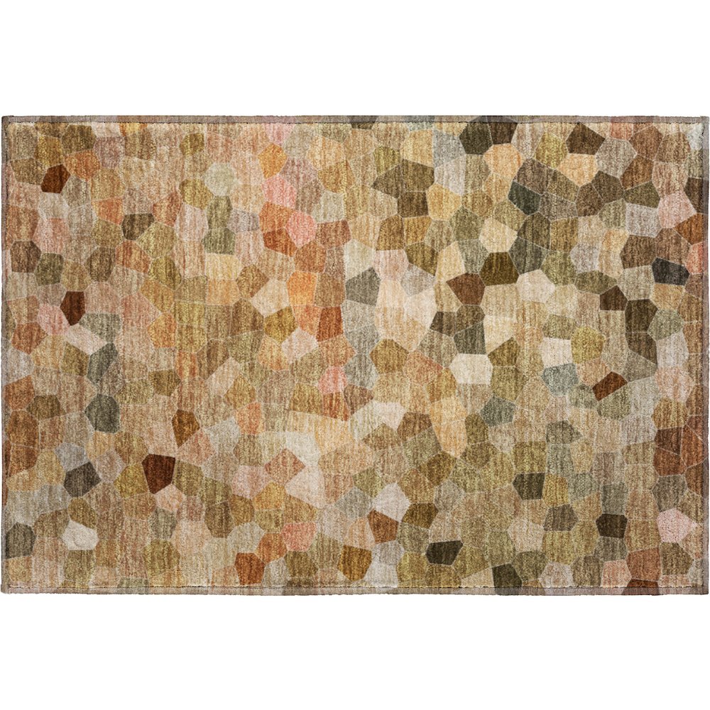 Luxury Washable Indoor/Outdoor Kaleidoscope KL1 Orange 1'8" x 2'6" Rug. Picture 1