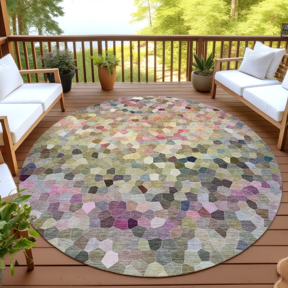 Luxury Washable Indoor/Outdoor Kaleidoscope KL1 Multi 8' x 8'. Picture 6