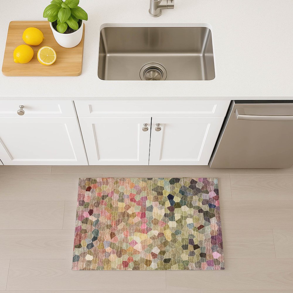 Luxury Washable Indoor/Outdoor Kaleidoscope KL1 Multi 1'8" x 2'6" Rug. Picture 5