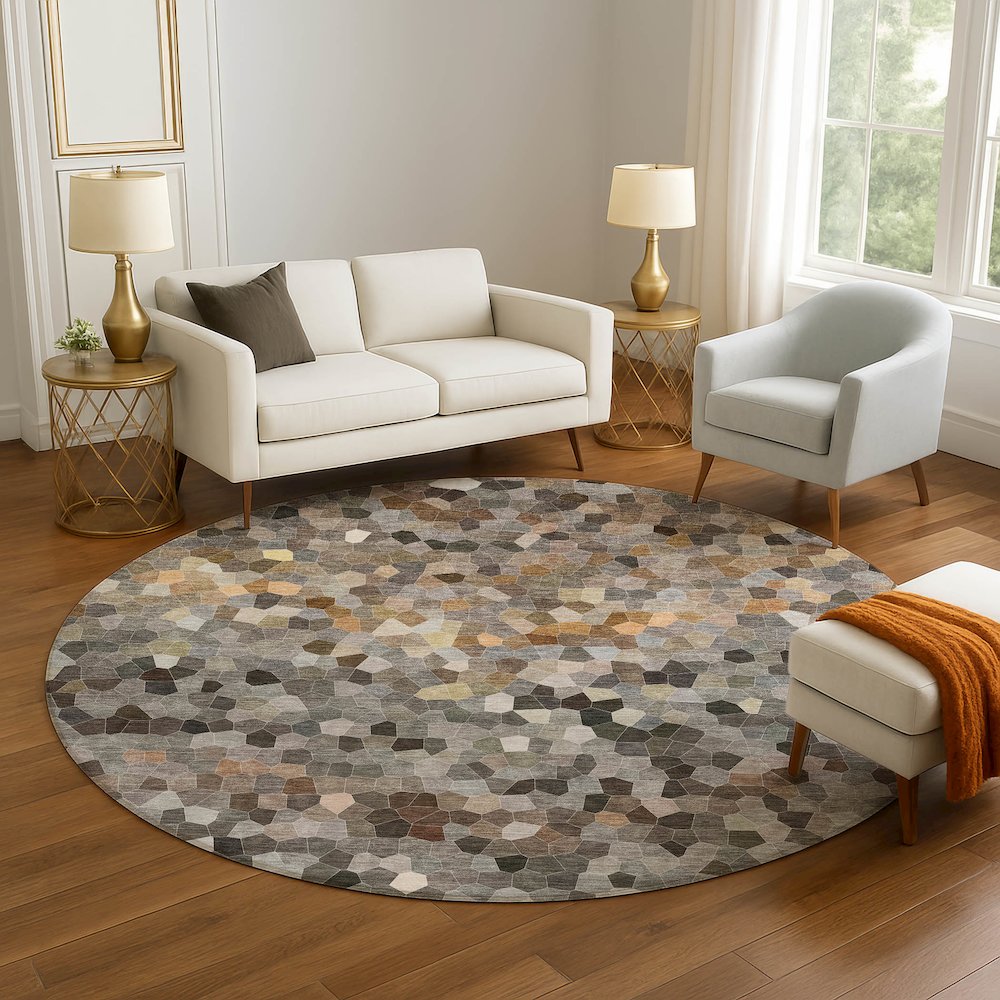 Luxury Washable Indoor/Outdoor Kaleidoscope KL1 Gray 8' x 8'. Picture 5