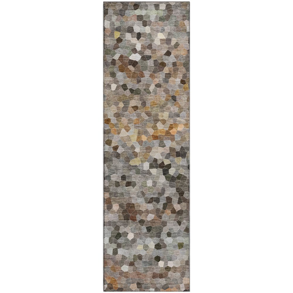 Luxury Washable Indoor/Outdoor Kaleidoscope KL1 Gray 2'3" x 7'6" Runner Rug. Picture 1