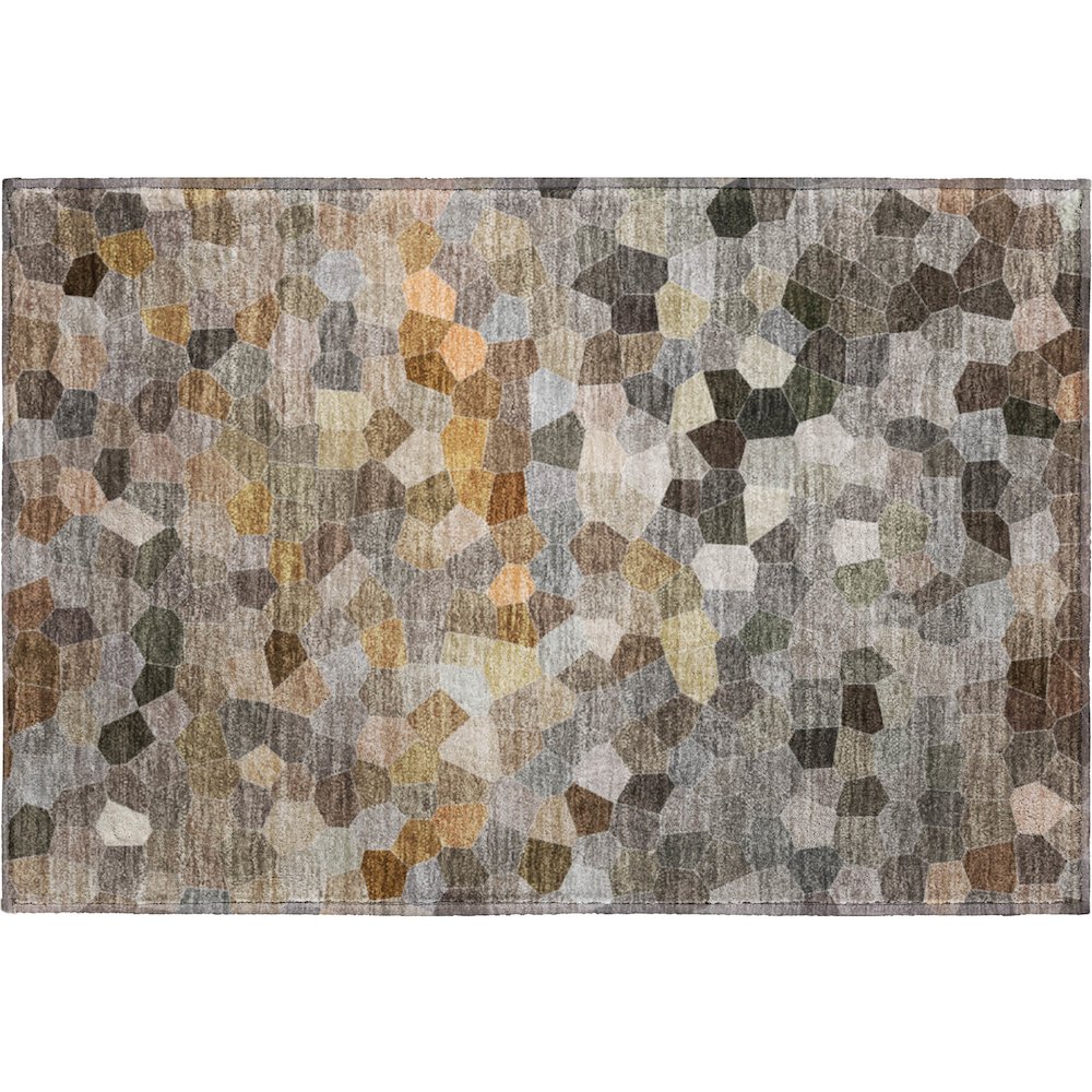 Luxury Washable Indoor/Outdoor Kaleidoscope KL1 Gray 1'8" x 2'6" Rug. Picture 1