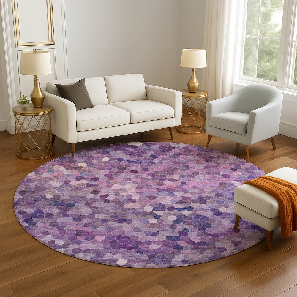 Luxury Washable Indoor/Outdoor Kaleidoscope KL1 Purple 8' x 8'. Picture 5