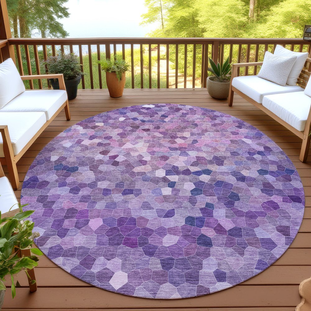 Luxury Washable Indoor/Outdoor Kaleidoscope KL1 Purple 8' x 8'. Picture 6