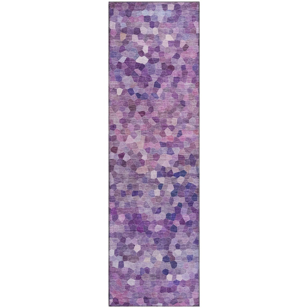 Luxury Washable Indoor/Outdoor Kaleidoscope KL1 Purple 2'3" x 7'6" Runner Rug. Picture 1