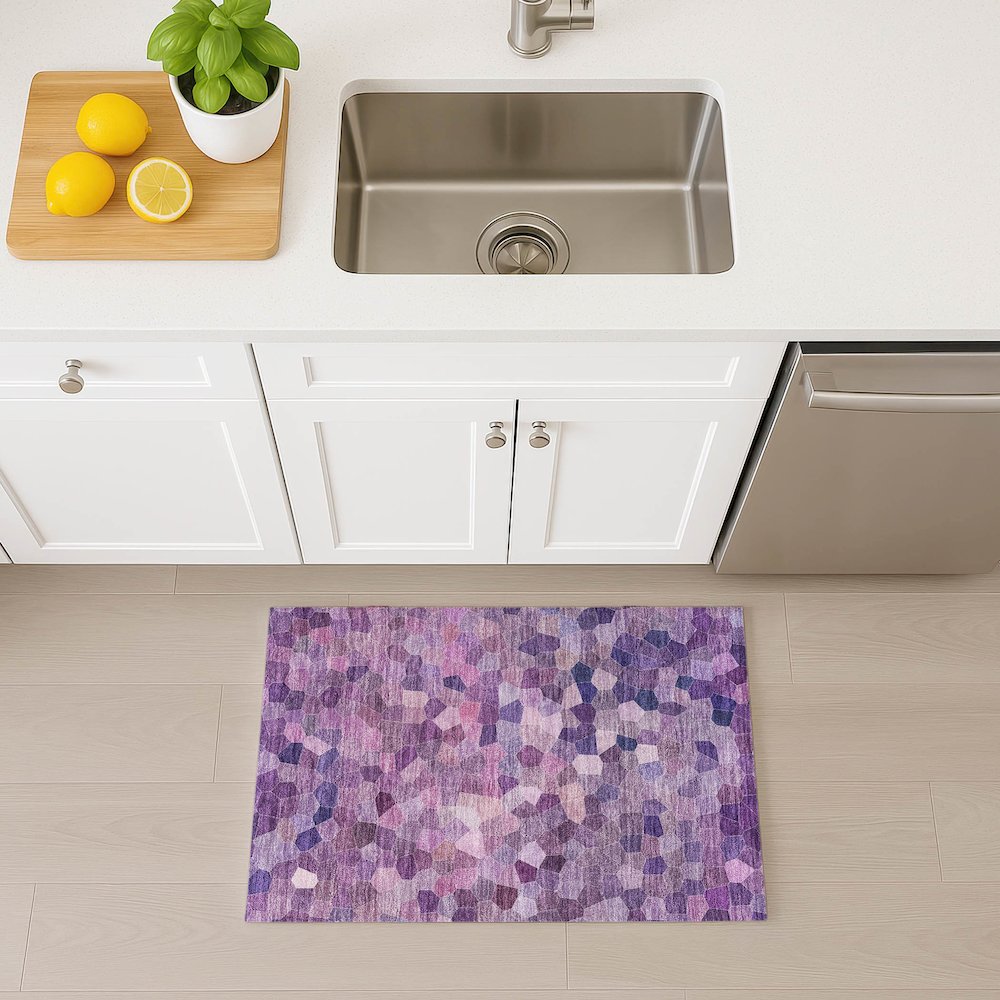 Luxury Washable Indoor/Outdoor Kaleidoscope KL1 Purple 1'8" x 2'6" Rug. Picture 5
