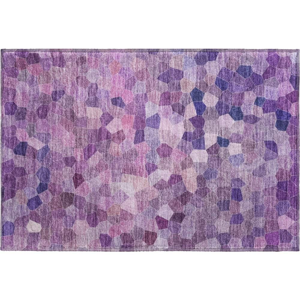 Luxury Washable Indoor/Outdoor Kaleidoscope KL1 Purple 1'8" x 2'6" Rug. Picture 1