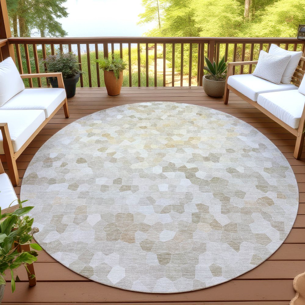 Luxury Washable Indoor/Outdoor Kaleidoscope KL1 Ivory 8' x 8'. Picture 6