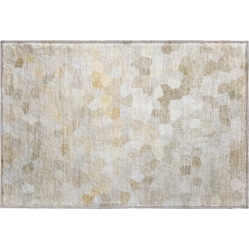 Luxury Washable Indoor/Outdoor Kaleidoscope KL1 Ivory 1'8" x 2'6" Rug. Picture 1