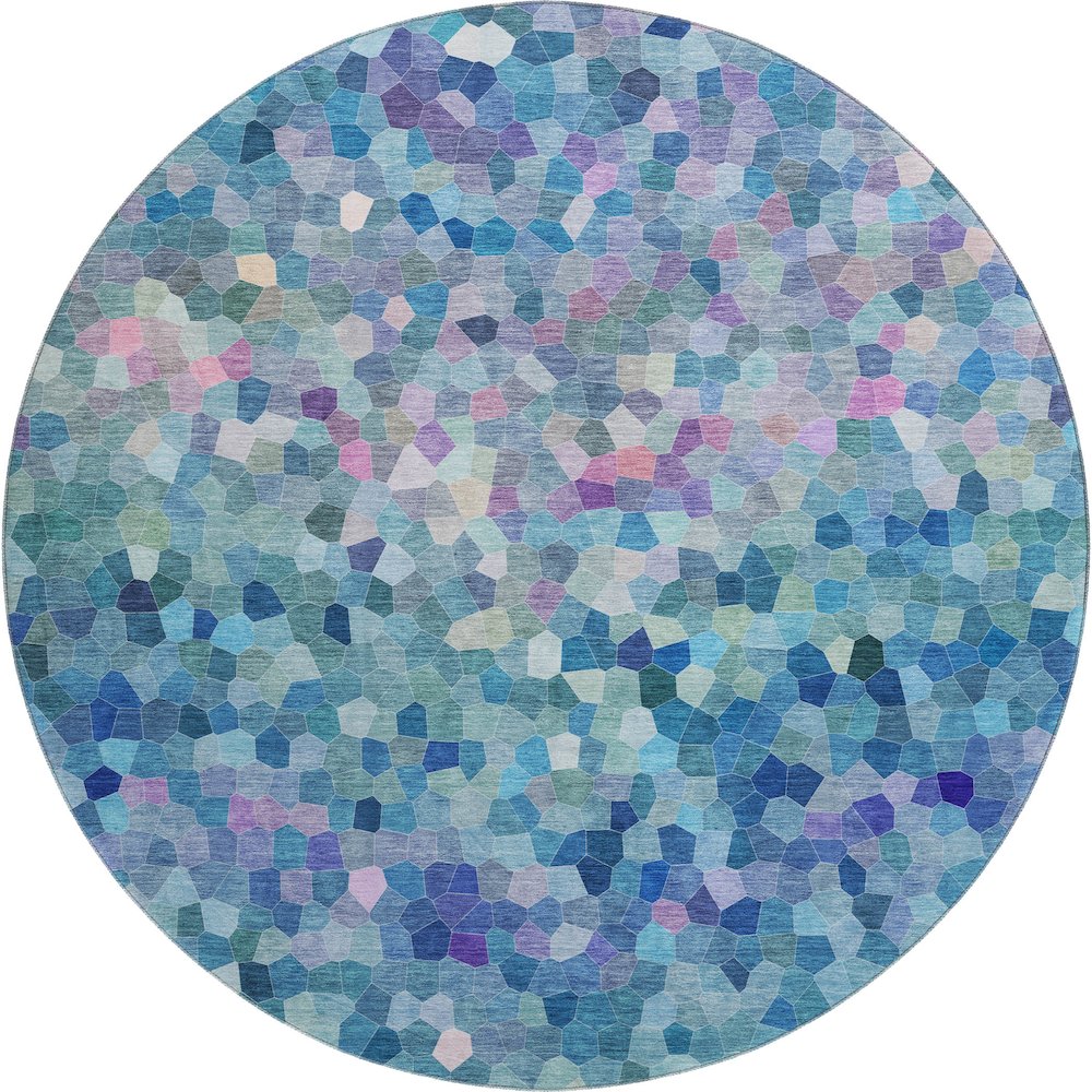 Luxury Washable Indoor/Outdoor Kaleidoscope KL1 Teal 8' x 8'. Picture 1