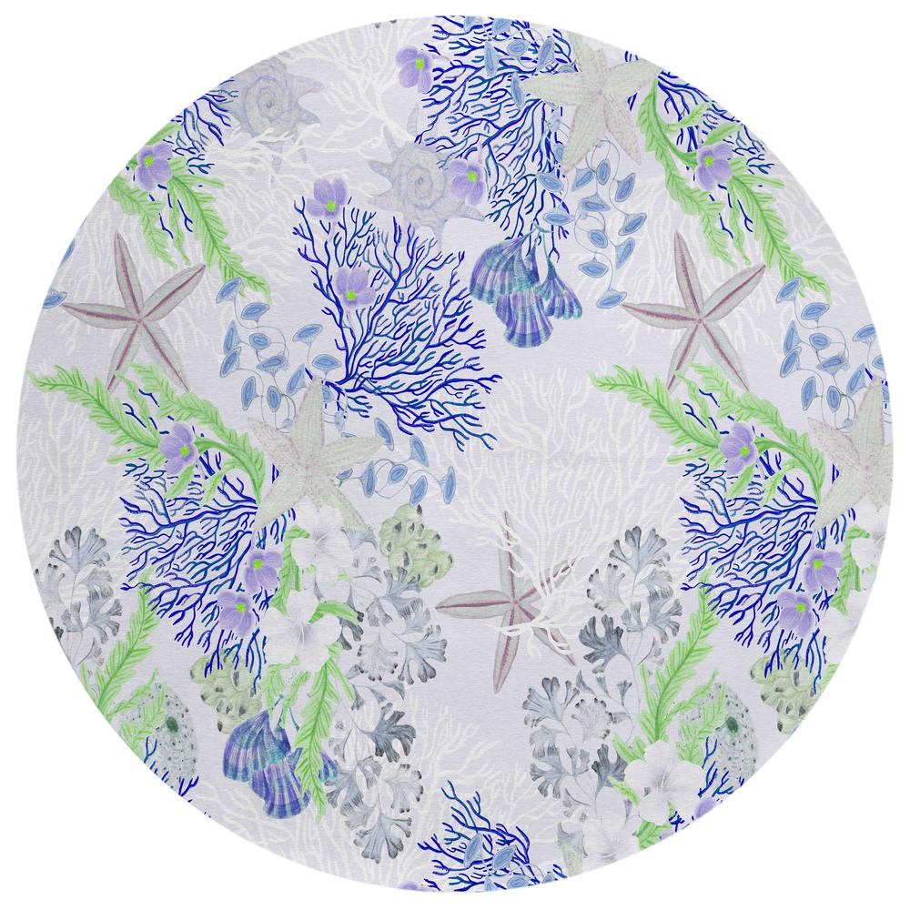 Indoor/Outdoor Surfside ASR31 Blue Washable 8' x 8' Round Rug. Picture 1