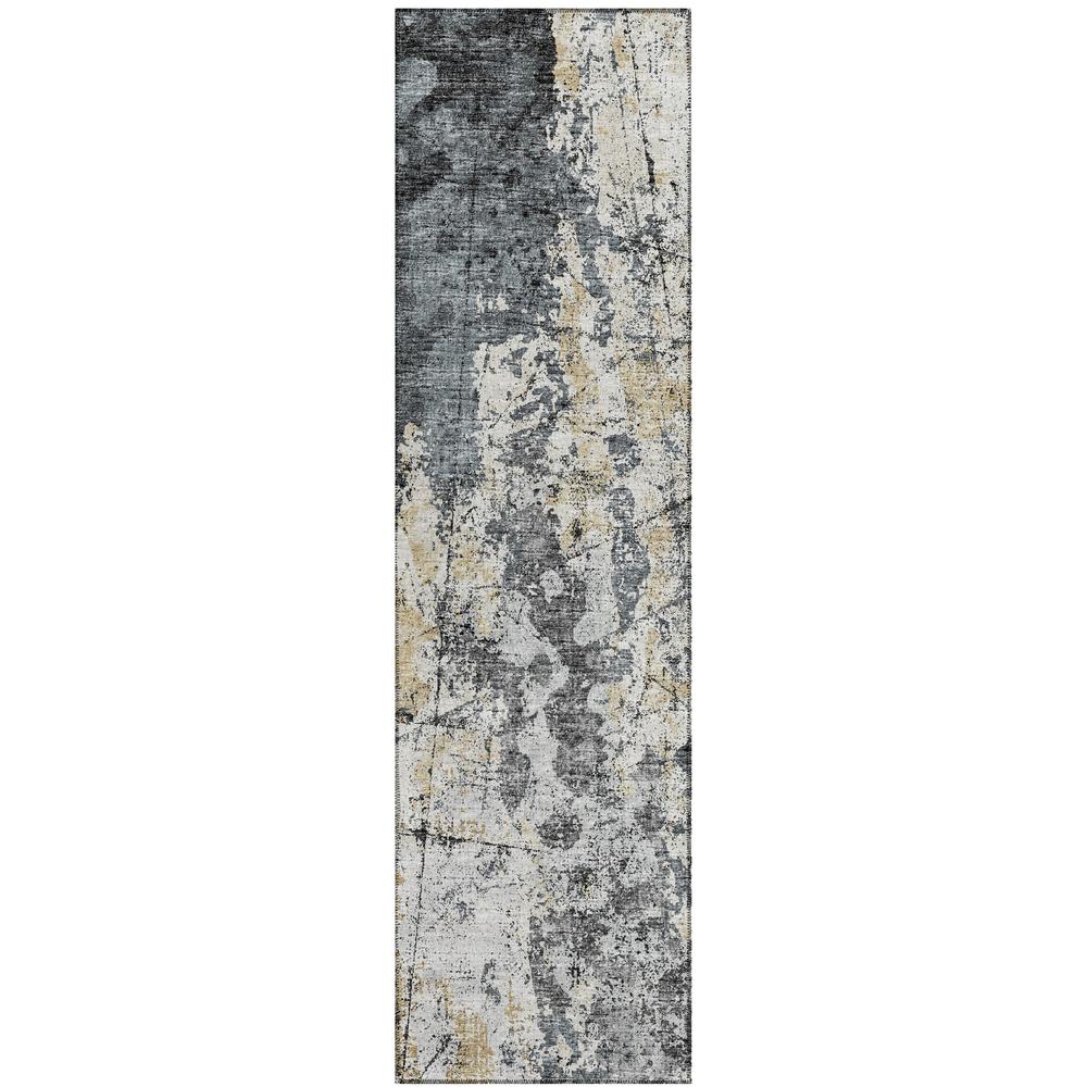 Indoor/Outdoor Accord AAC33 Black Washable 2'3" x 7'6" Runner Rug. Picture 1