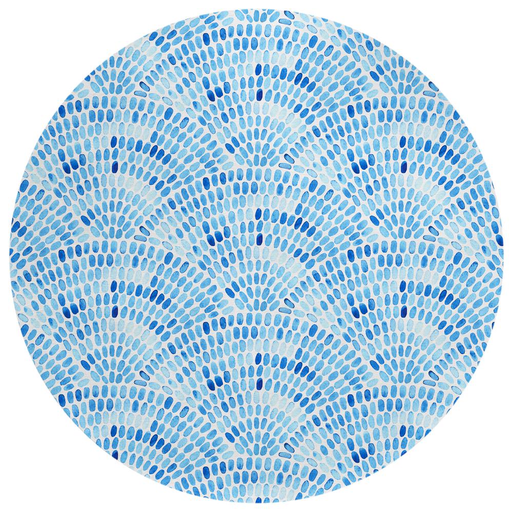 Indoor/Outdoor Surfside ASR37 Blue Washable 8' x 8' Round Rug. Picture 1
