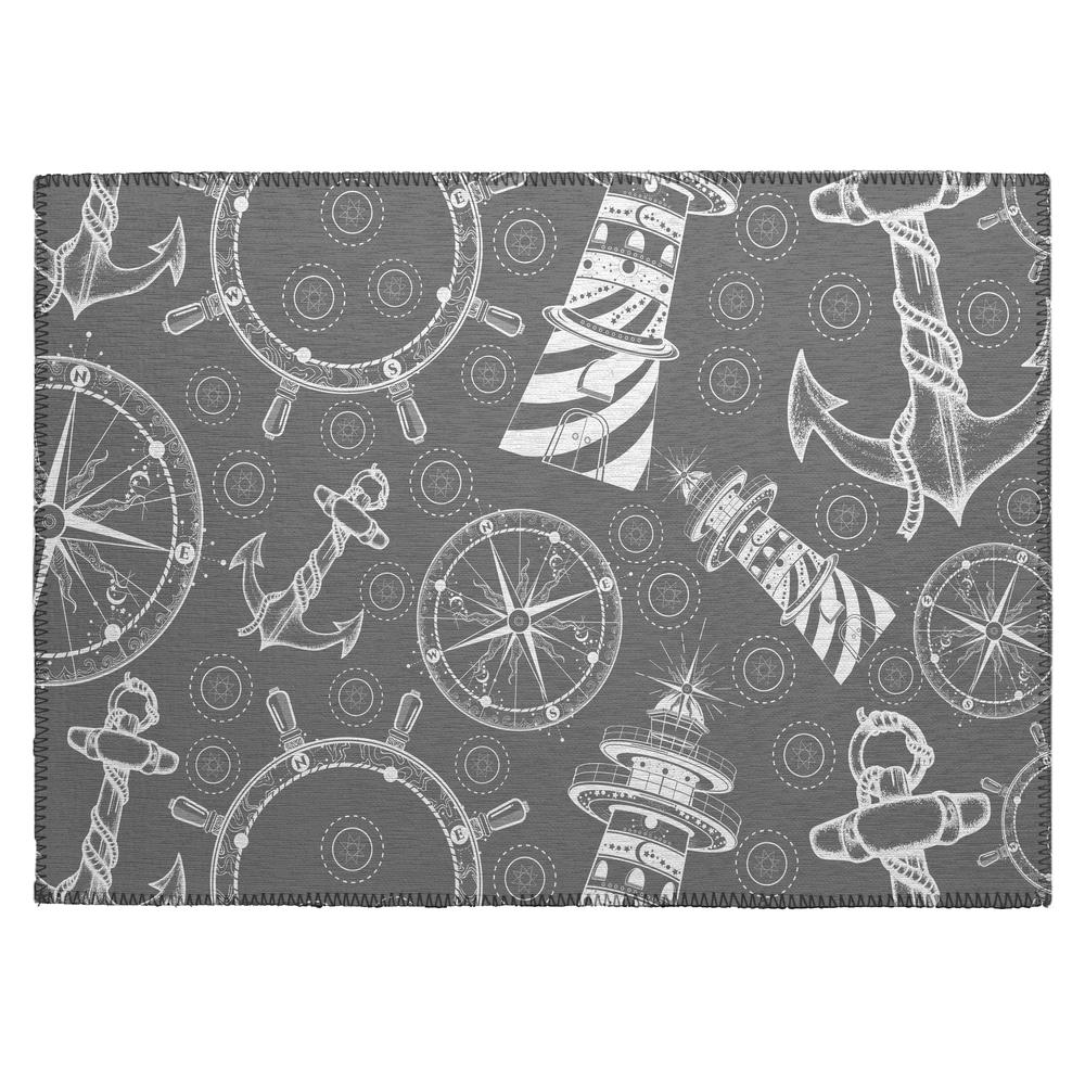 Indoor/Outdoor Harpswell AHP39 Smoke Washable 1'8" x 2'6" Rug. Picture 1
