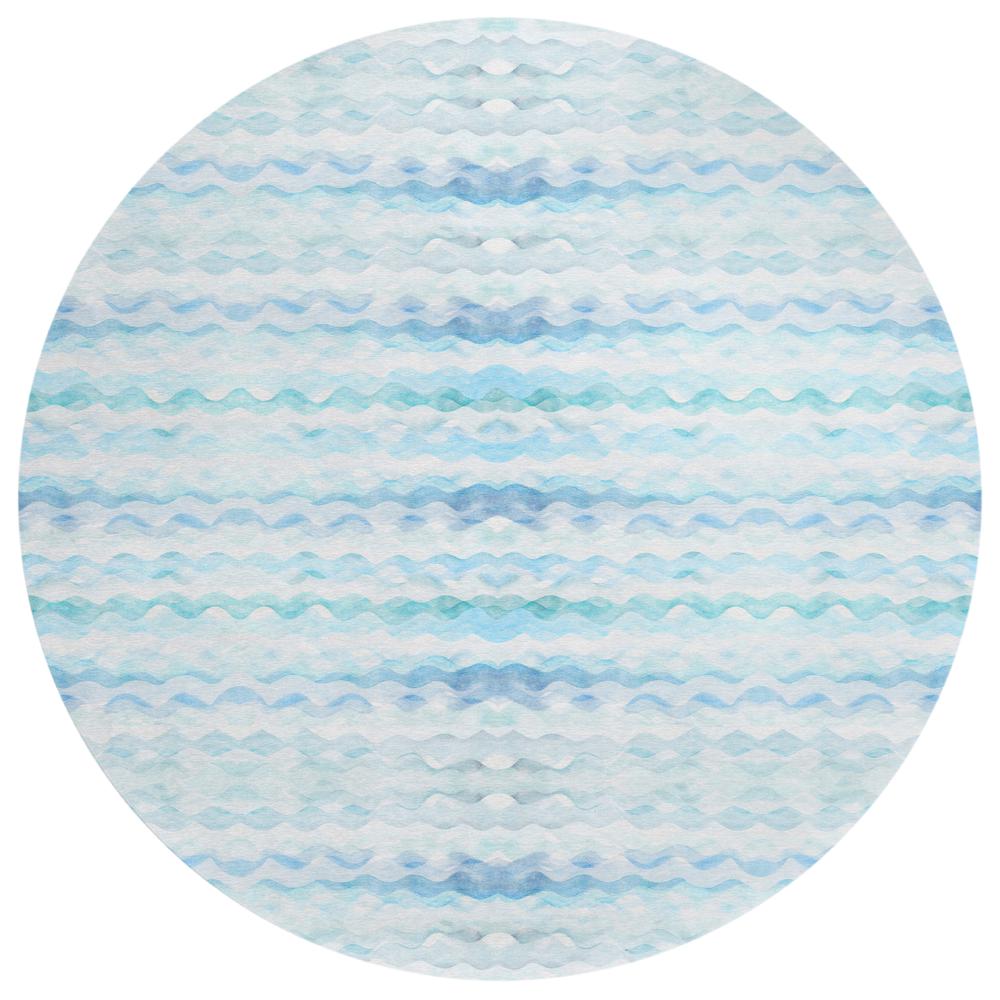 Indoor/Outdoor Surfside ASR46 Blue Washable 8' x 8' Round Rug. Picture 1
