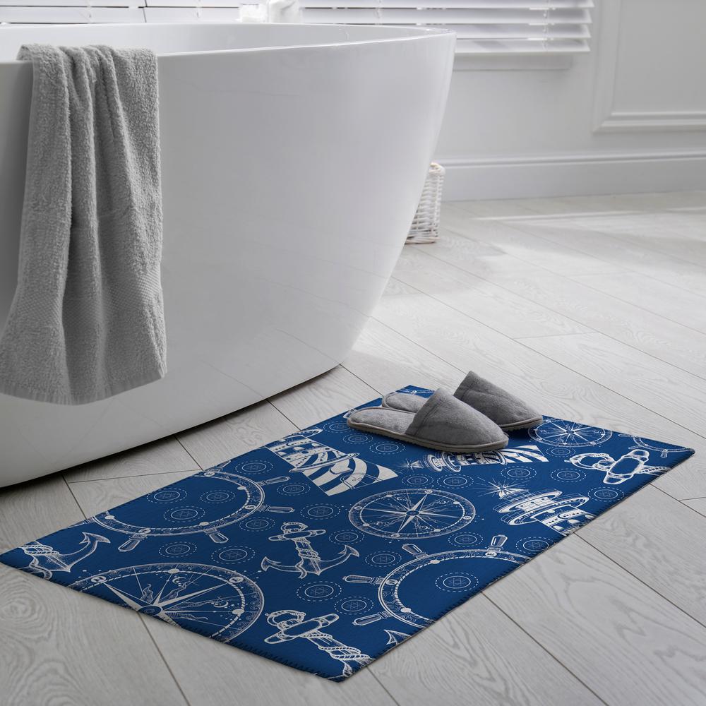Indoor/Outdoor Harpswell AHP39 Blue Washable 1'8" x 2'6" Rug. Picture 2