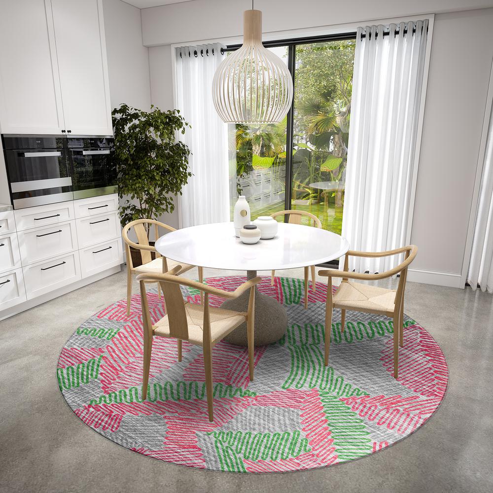 Yuma Pink Transitional Abstract 8' x 8' Area Rug Pink AYU41. Picture 1