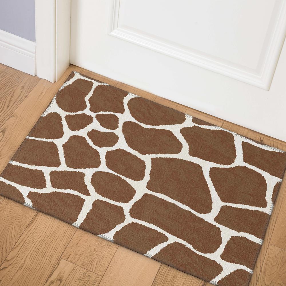 Safari Coffee Animal Animal Print 1'8" x 2'6" Accent Rug Coffee ASF34. Picture 1