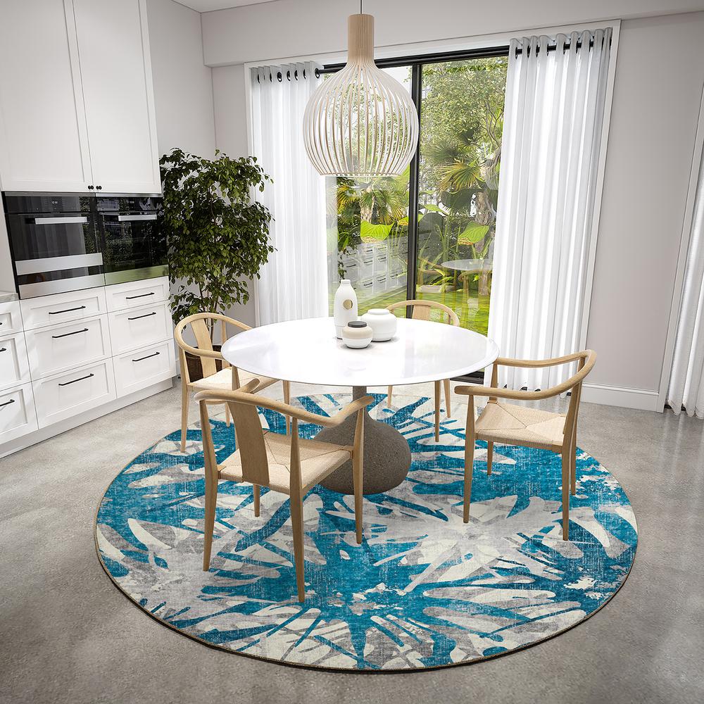 Brisbane BR6 Cobalt 8' x 8' Round Rug. Picture 2