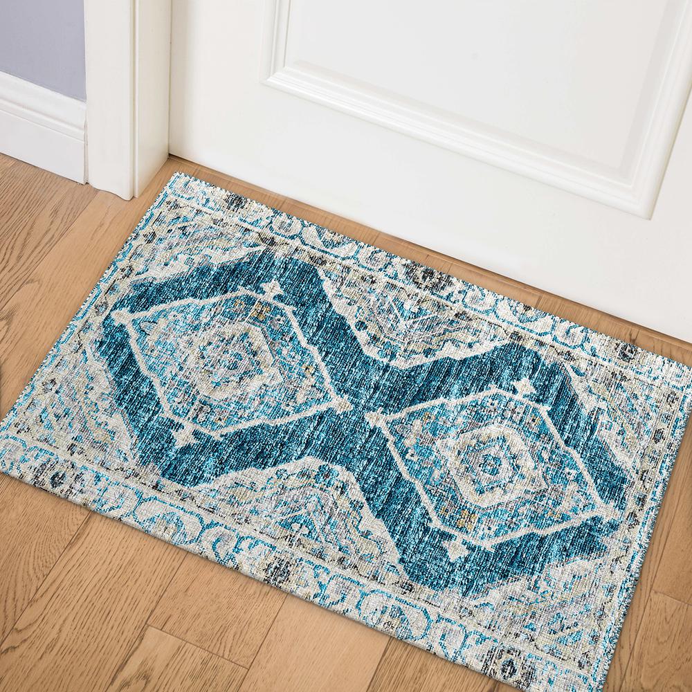 Indoor/Outdoor Marbella MB1 Indigo Washable 1'8" x 2'6" Rug. Picture 2