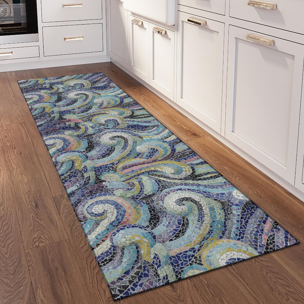 Indoor/Outdoor Surfside ASR44 Stormy Washable 2'3" x 7'6" Runner Rug. Picture 2