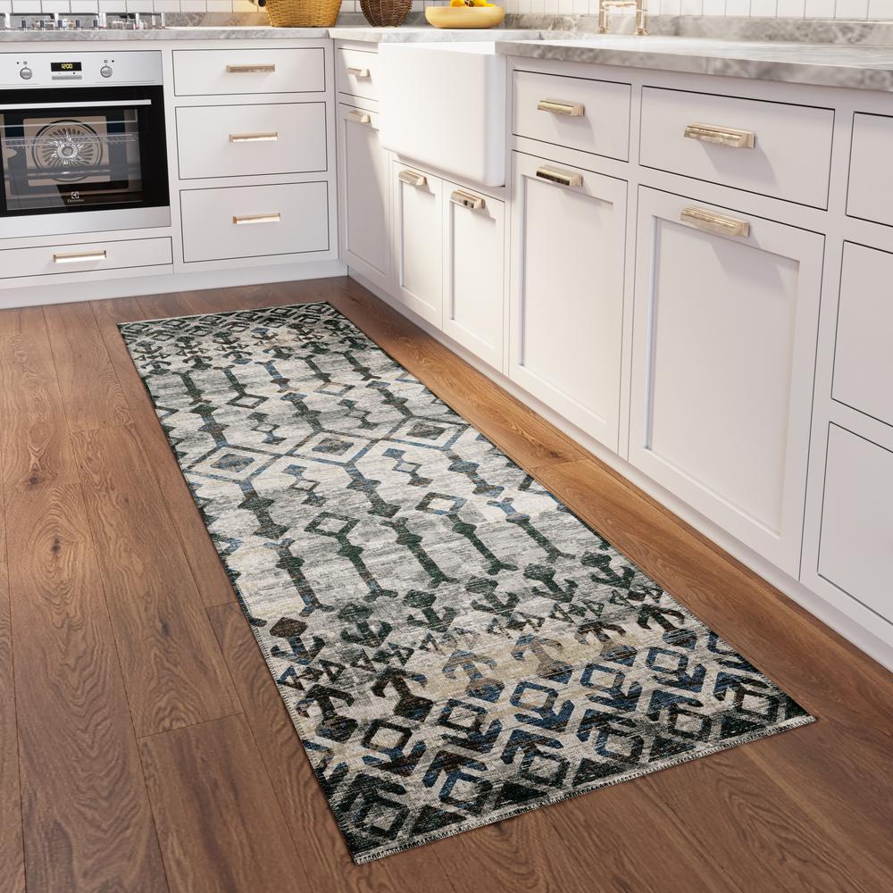 Bravado Ash Transitional Aztec/Incan 2'3" x 7'6" Runner Rug Ash ABV38. Picture 1