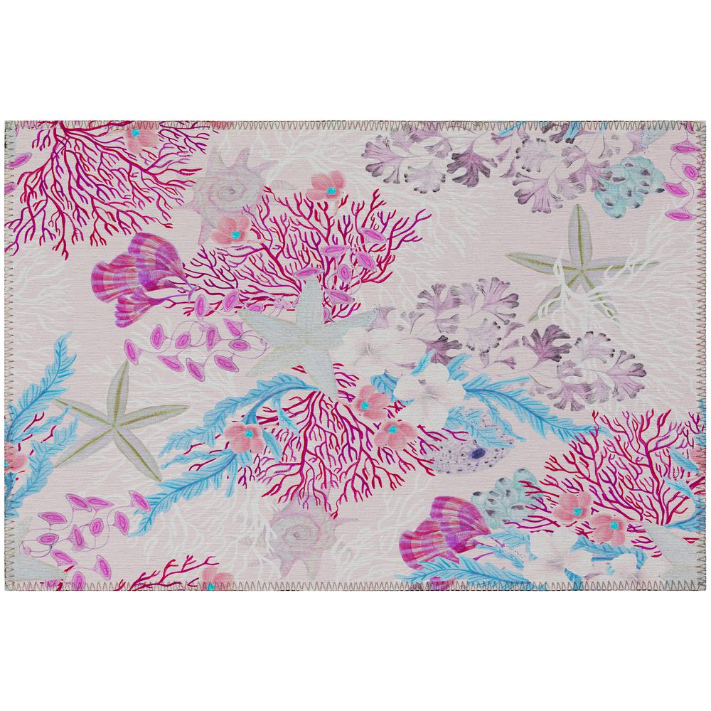 Indoor/Outdoor Surfside ASR31 Raspberry Washable 1'8" x 2'6" Rug. Picture 1