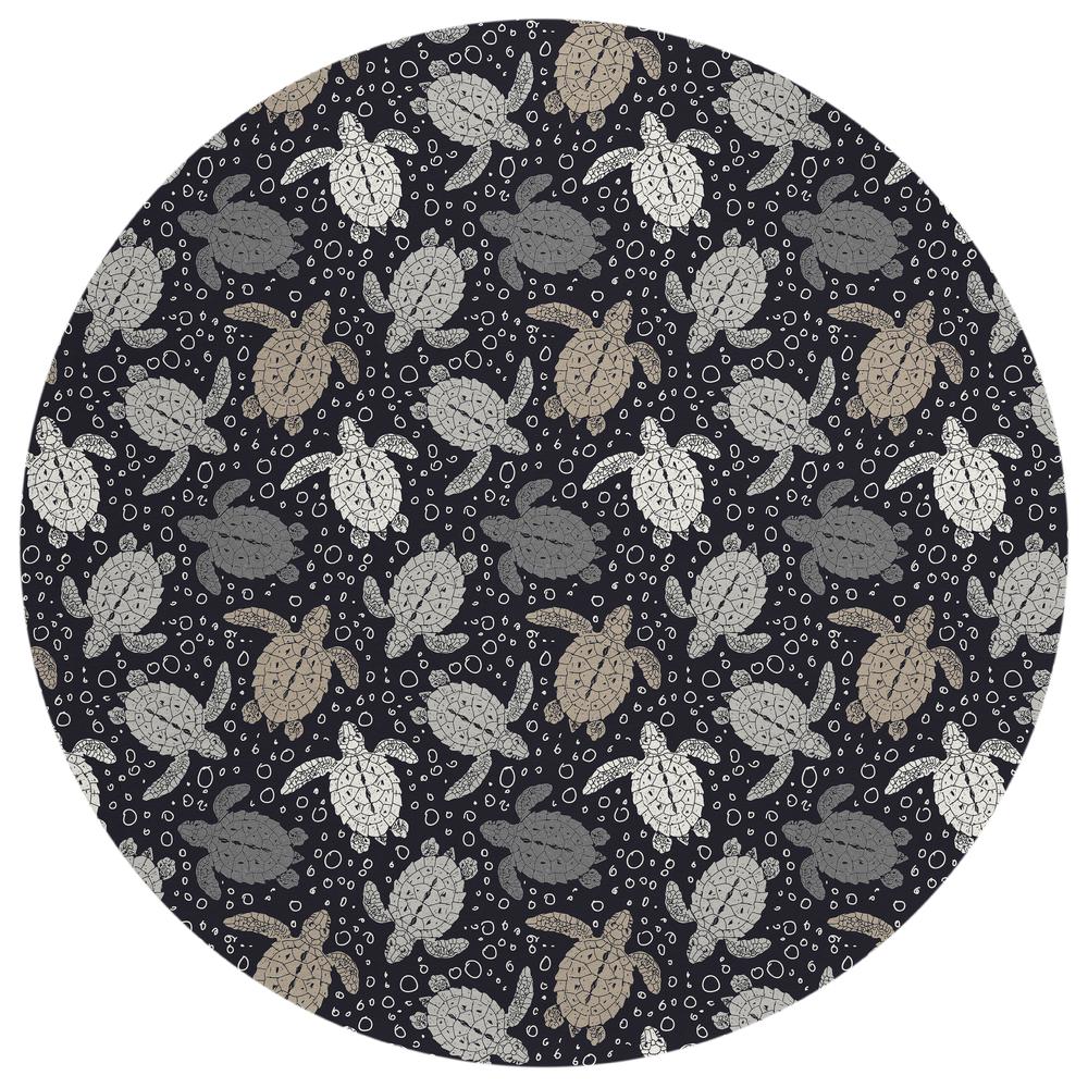 Indoor/Outdoor Surfside ASR43 Midnight Washable 8' x 8' Round Rug. Picture 1