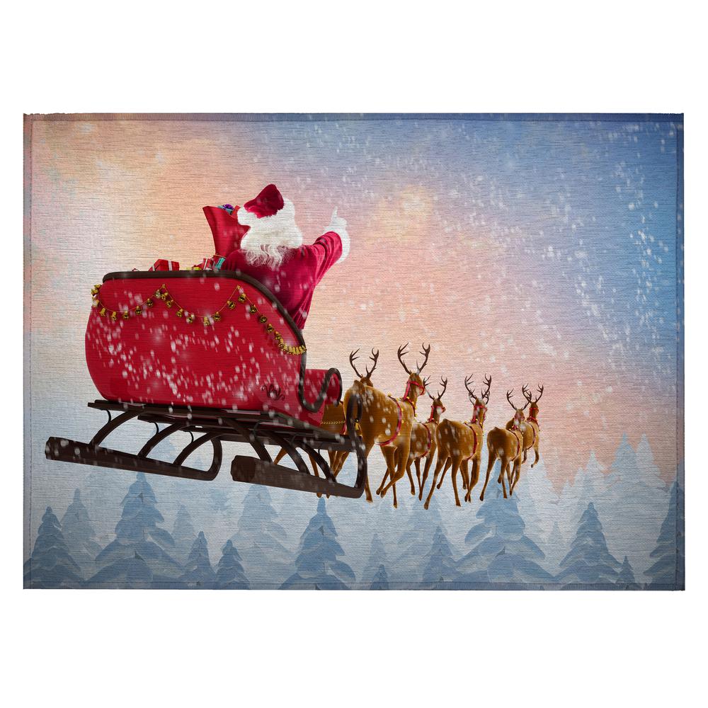 Indoor/Outdoor Cozy Winter ACW31 Blue Washable 1'8" x 2'6" Rug. Picture 1
