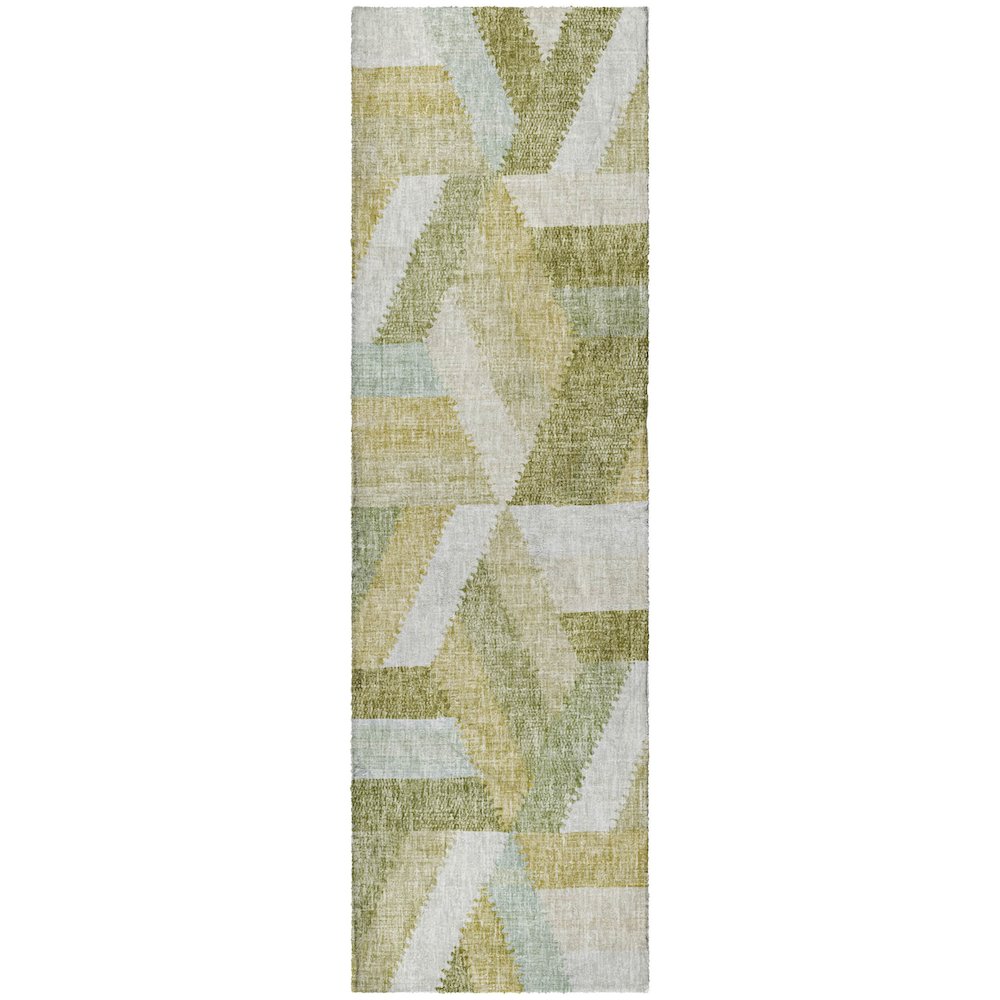 Luxury Washable Lorenzo Aloe 2'3" x 7'6" Runner Rug. Picture 1