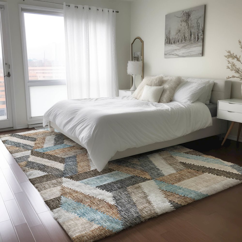 Luxury Washable Lorenzo Brown 2'6" x 3'10" Rug. Picture 5