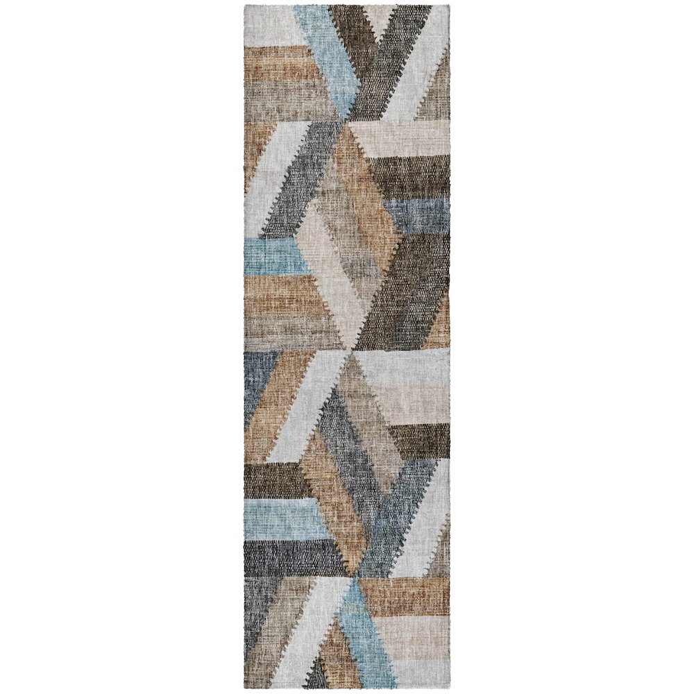 Luxury Washable Lorenzo Brown 2'3" x 7'6" Runner Rug. Picture 1
