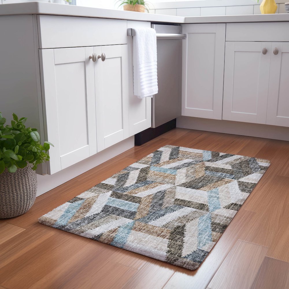 Luxury Washable Lorenzo Brown 1'8" x 2'6" Rug. Picture 5