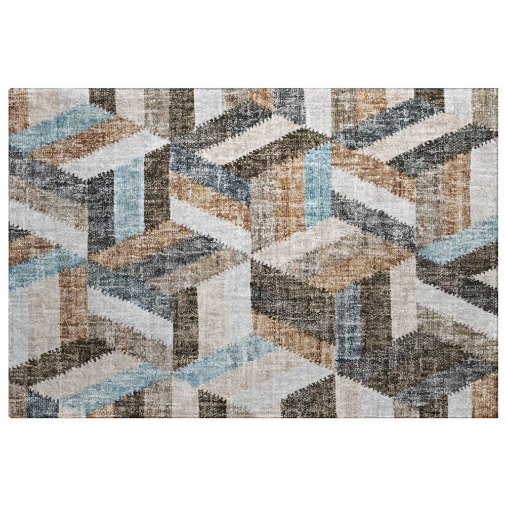 Luxury Washable Lorenzo Brown 1'8" x 2'6" Rug. Picture 1