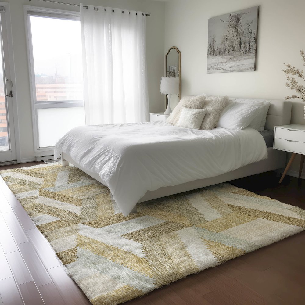 Luxury Washable Lorenzo Tan 2'6" x 3'10" Rug. Picture 5
