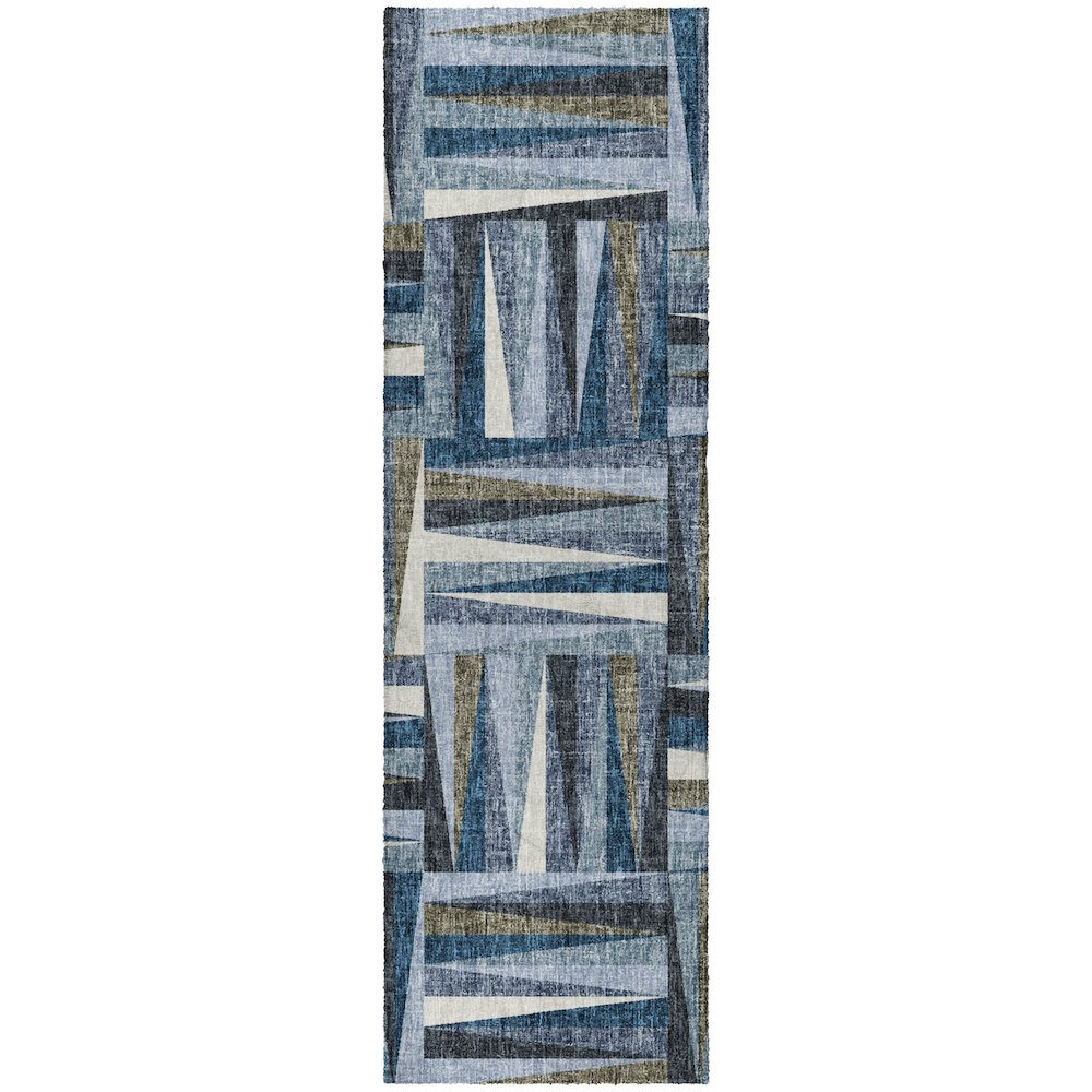 Luxury Washable Lorenzo Denim 2'3" x 7'6" Runner Rug. Picture 1