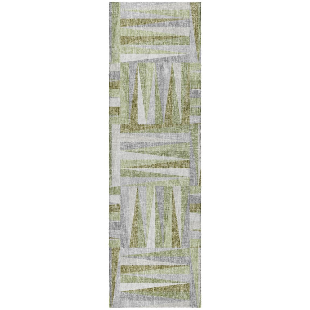 Luxury Washable Lorenzo Green 2'3" x 7'6" Runner Rug. Picture 1