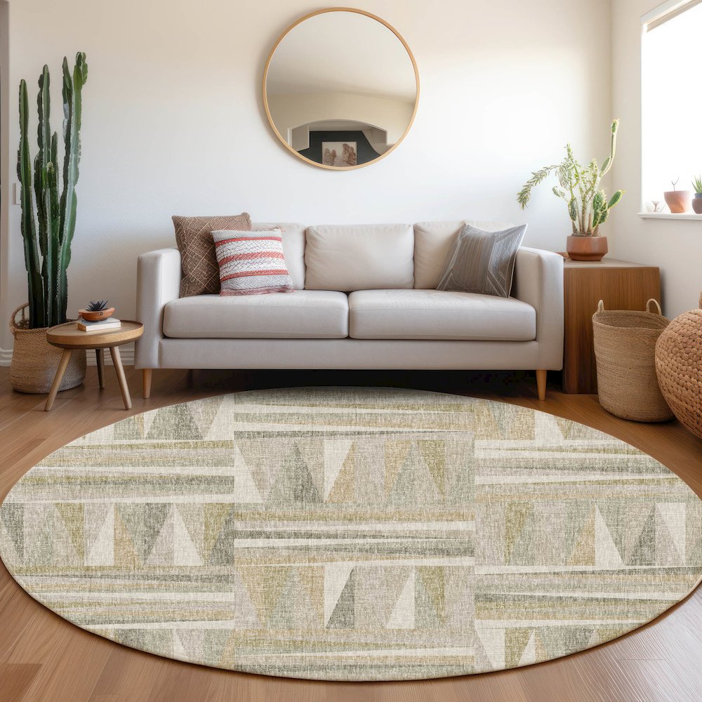 Luxury Washable Lorenzo Linen 8' x 8' Round Rug. Picture 5