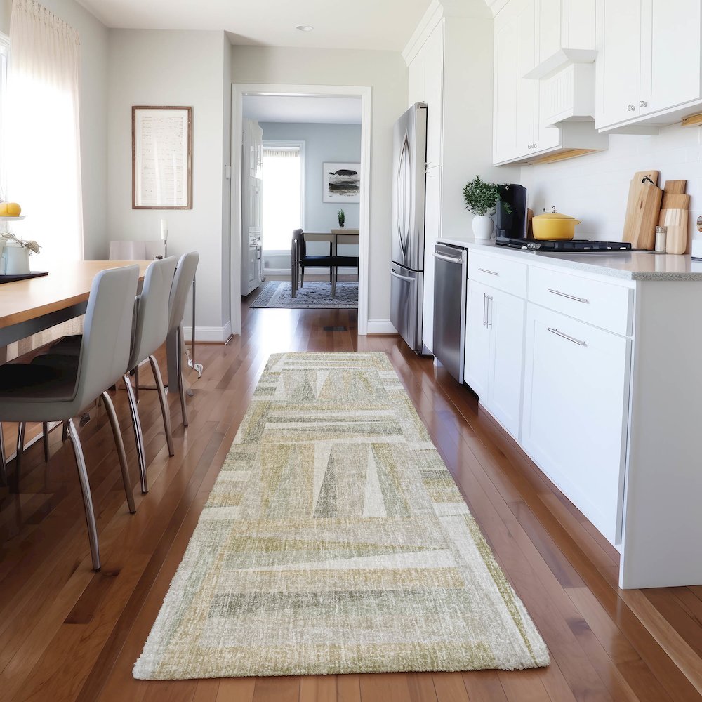 Luxury Washable Lorenzo Linen 2'3" x 7'6" Runner Rug. Picture 5