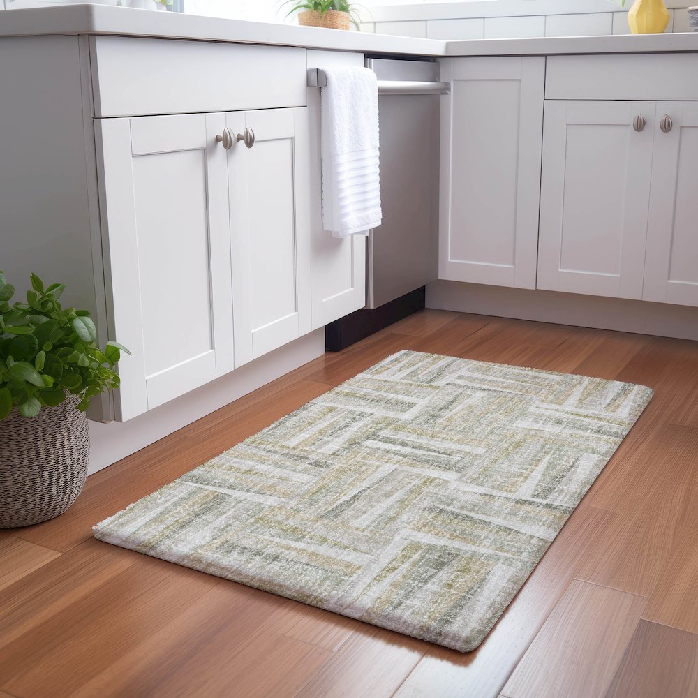 Luxury Washable Lorenzo Linen 1'8" x 2'6" Rug. Picture 5