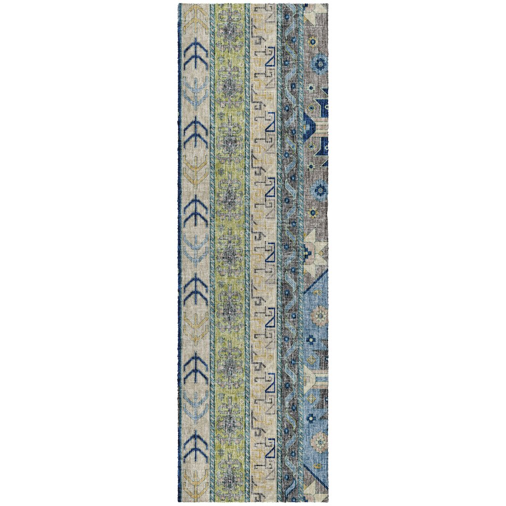 Luxury Washable Lorenzo Navy 2'3" x 7'6" Runner Rug. Picture 1