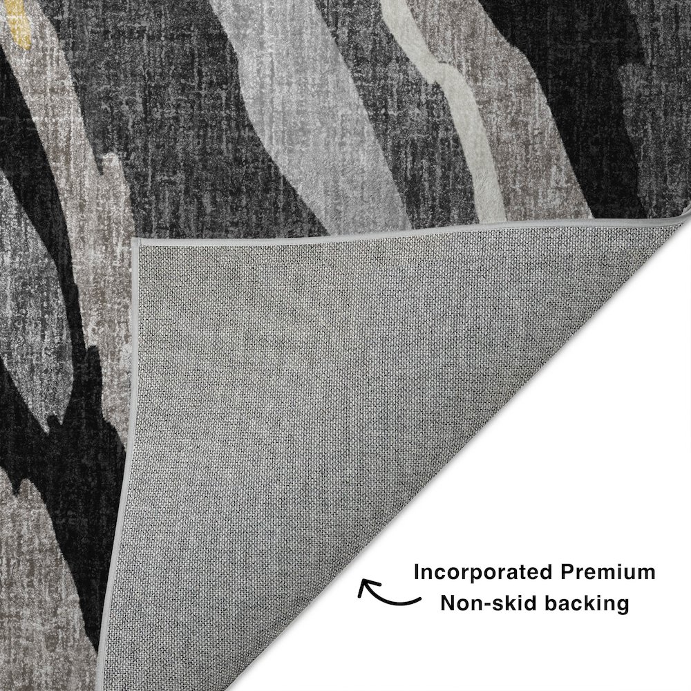 Luxury Washable Lorenzo Black 1'8" x 2'6" Rug. Picture 4