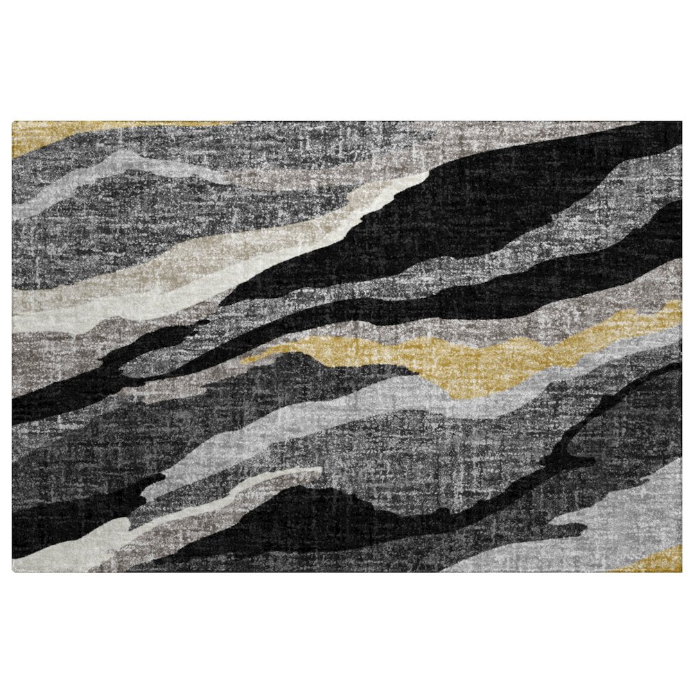 Luxury Washable Lorenzo Black 1'8" x 2'6" Rug. Picture 1