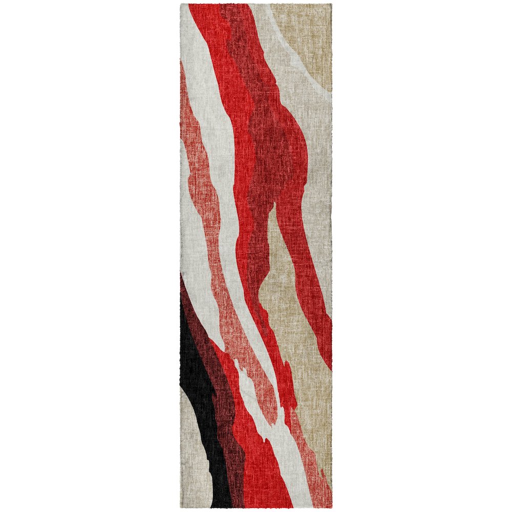 Luxury Washable Lorenzo Red 2'3" x 7'6" Runner Rug. Picture 1