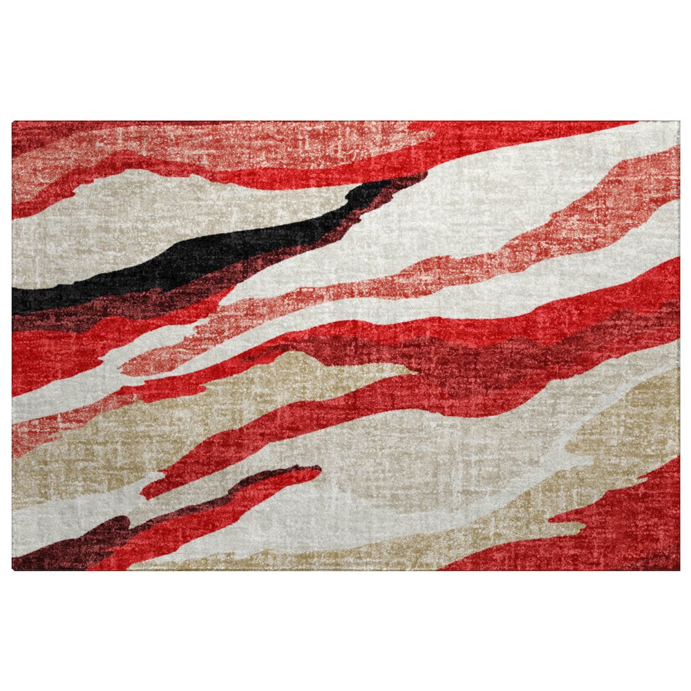 Luxury Washable Lorenzo Red 1'8" x 2'6" Rug. Picture 1