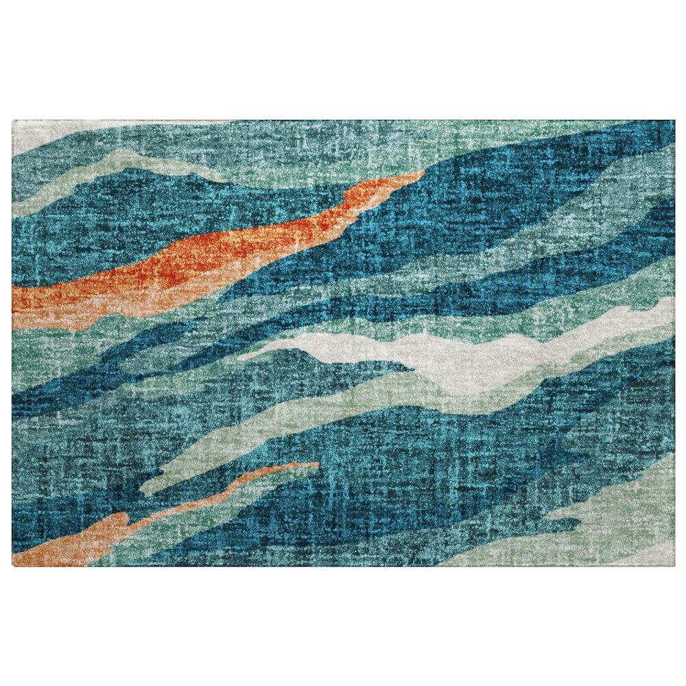 Luxury Washable Lorenzo Teal 1'8" x 2'6" Rug. Picture 1