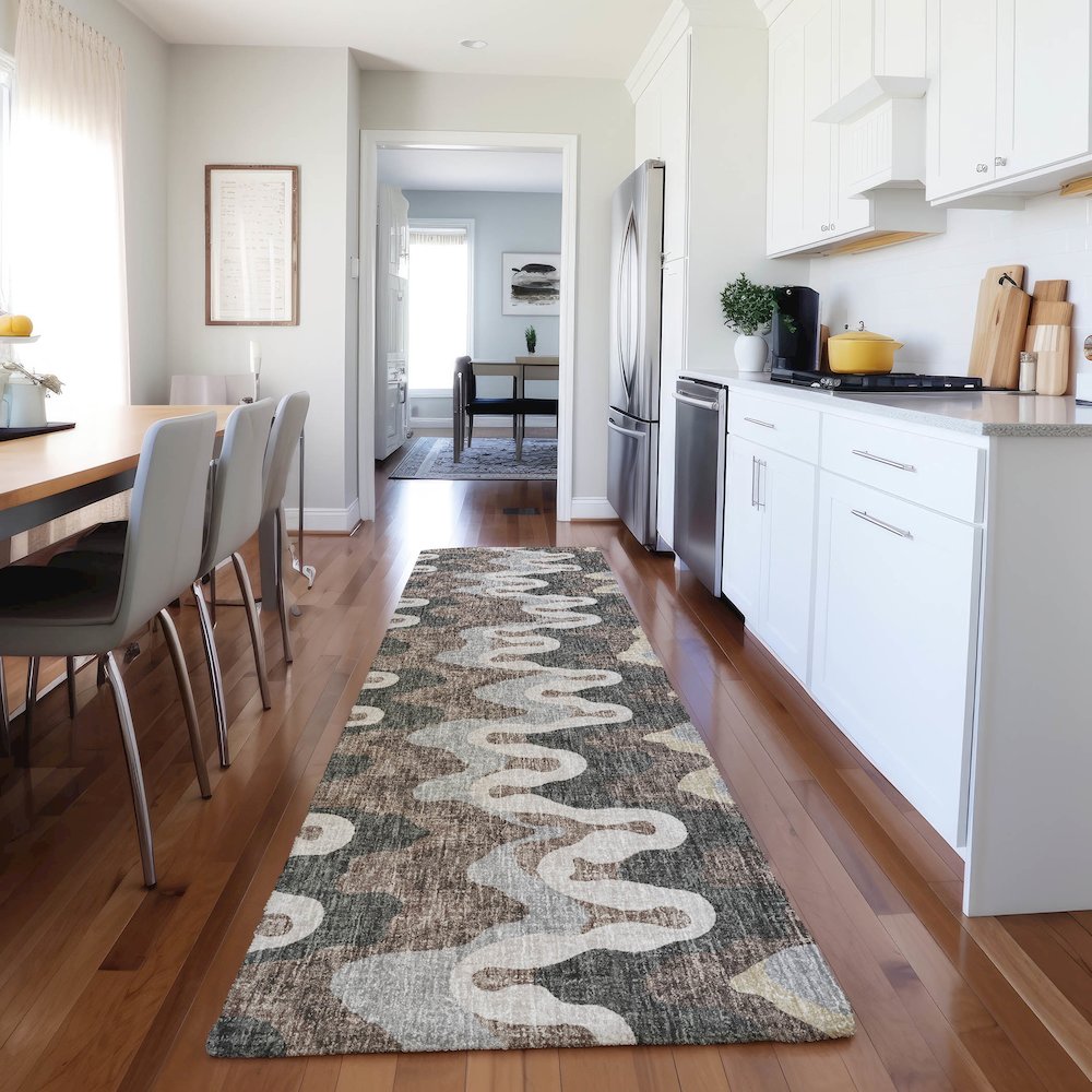Luxury Washable Lorenzo Charcoal 2'3" x 7'6" Runner Rug. Picture 5